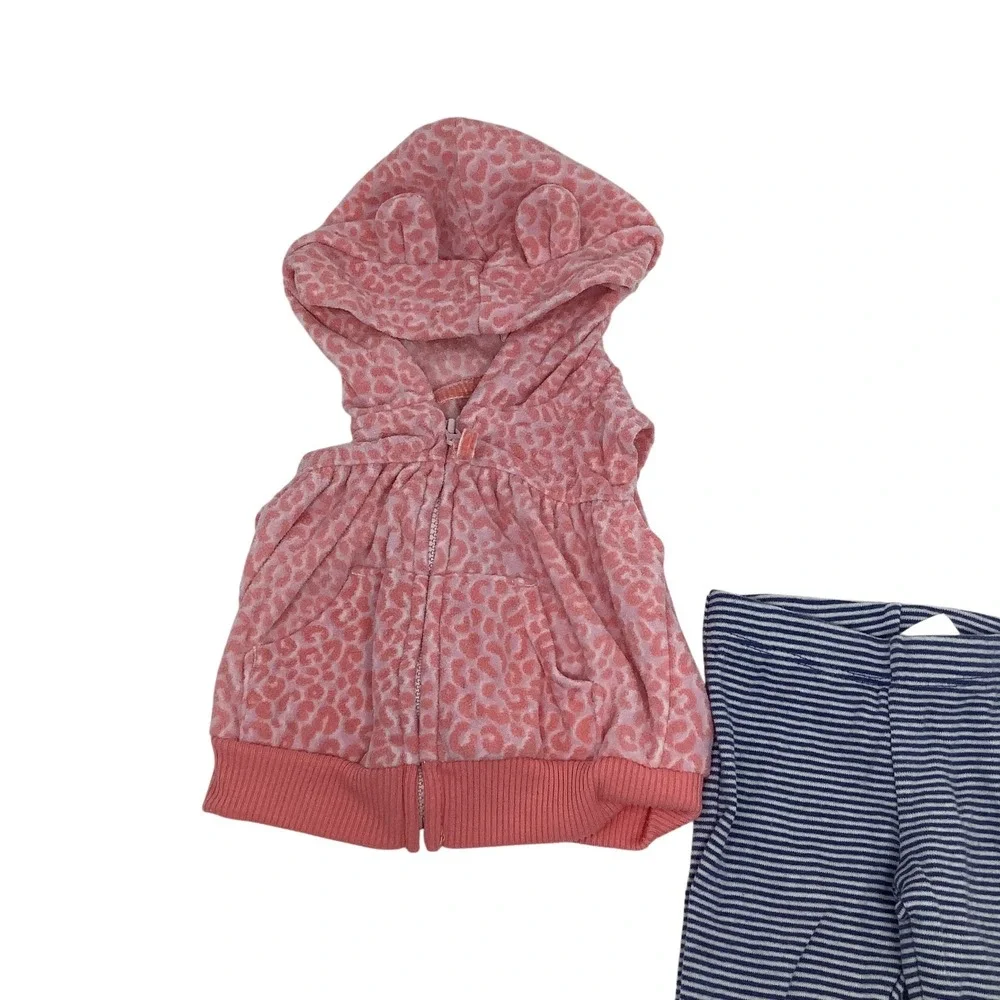 Carter's Newborn Baby Girl Outfit 3‎ Piece Hoodie Pants Set Pink White